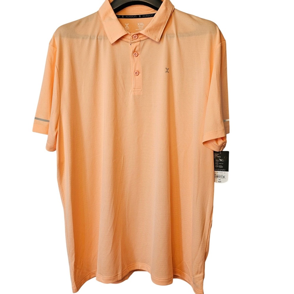 Xersion Mens XXL Lifestyle EverAir Polo Shirt Cool‎ Cantaloupe Orange Quick-Dri